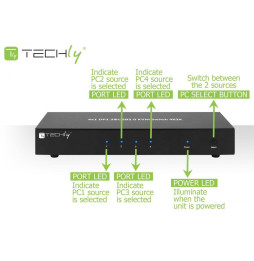 Techly 101935 Przełącznik KVM 4x1 DisplayPort/USB 4K