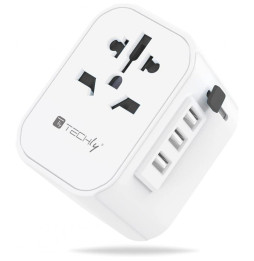 Techly Adapter podróżny wtyków zasilania EU/UK/USA ładowarka 3x USB