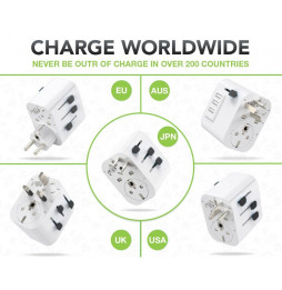 Techly Adapter podróżny wtyków zasilania EU/UK/USA ładowarka 3x USB