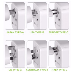 Techly Adapter podróżny wtyków zasilania EU/UK/USA ładowarka 3x USB