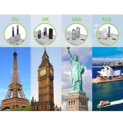 Techly Adapter podróżny wtyków zasilania EU/UK/USA ładowarka 3x USB