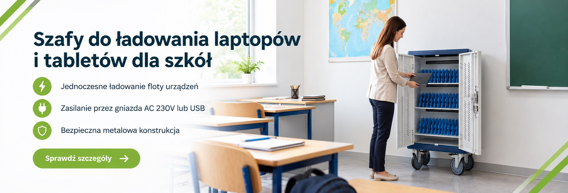 Rozwiązania do jednoczesnego ładowania i przechowywania laptopów i tabletów