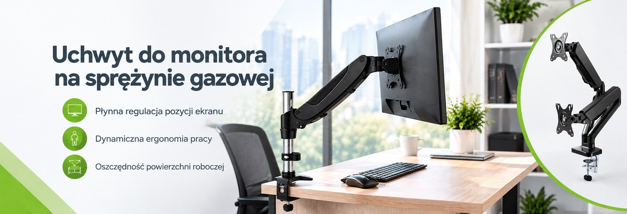 Uchwyt do monitora ze sprężyną gazową